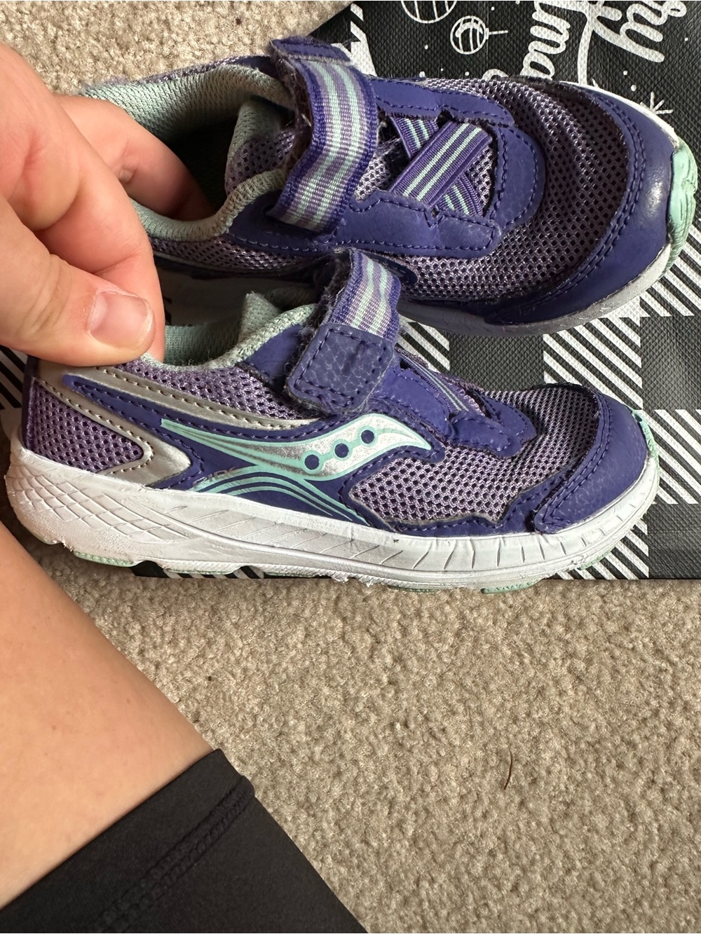 Saucony Kids Purple and Mint Velcro Athletic Sneakers